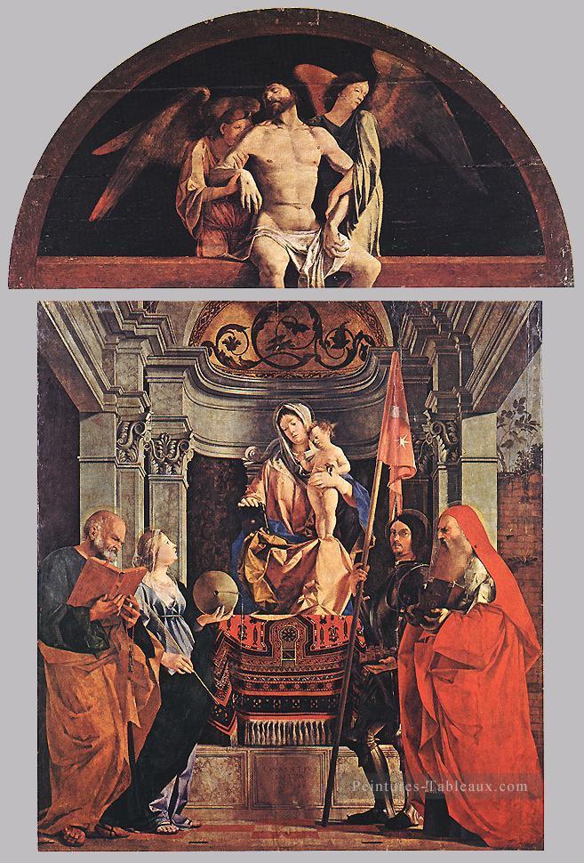 Vierge à l’Enfant avec Sts Peter Christine Liberale et Jerome Renaissance Lorenzo Lotto Peintures à l'huile